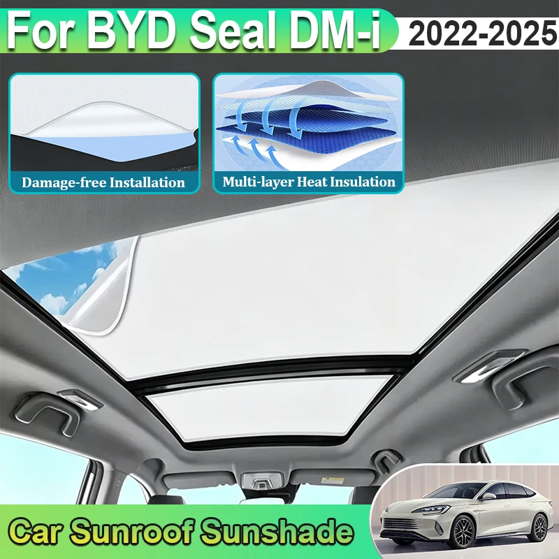 Фото Для BYD Seal DM-i (2022-2025) HX: Солнцезащитная пленка на люк автомобиля, электростатическая, для стеклянного потолка, наклейка для интерьера №1