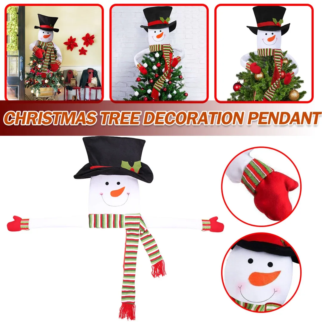 

Christmas Trees Topper Snowman Hugger With Hat Xmas Holiday Winter Wonderland Decoration Home Ornament Festival Party Supplies
