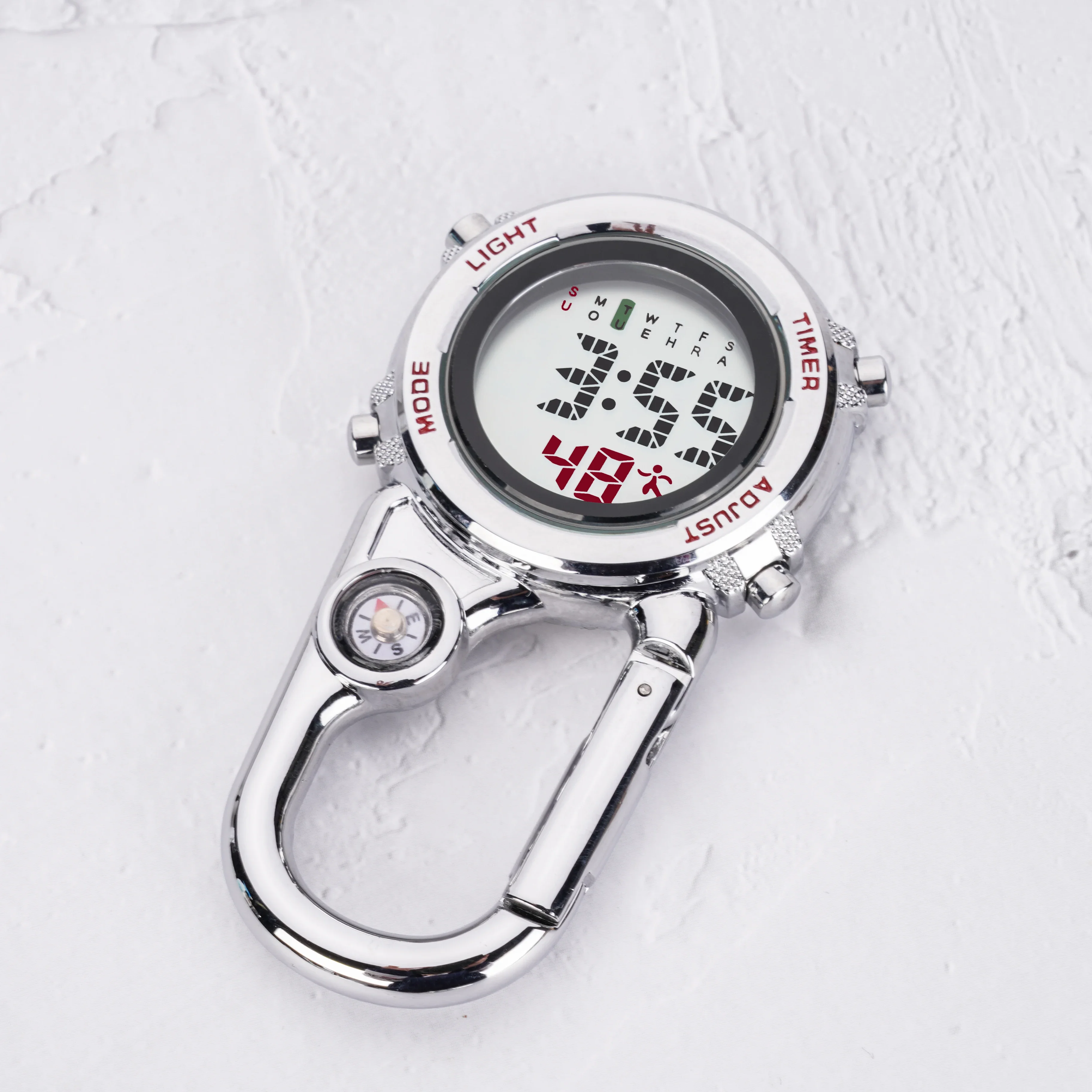 Многофункциональные светящиеся карманные часы с карабином для скалолазания