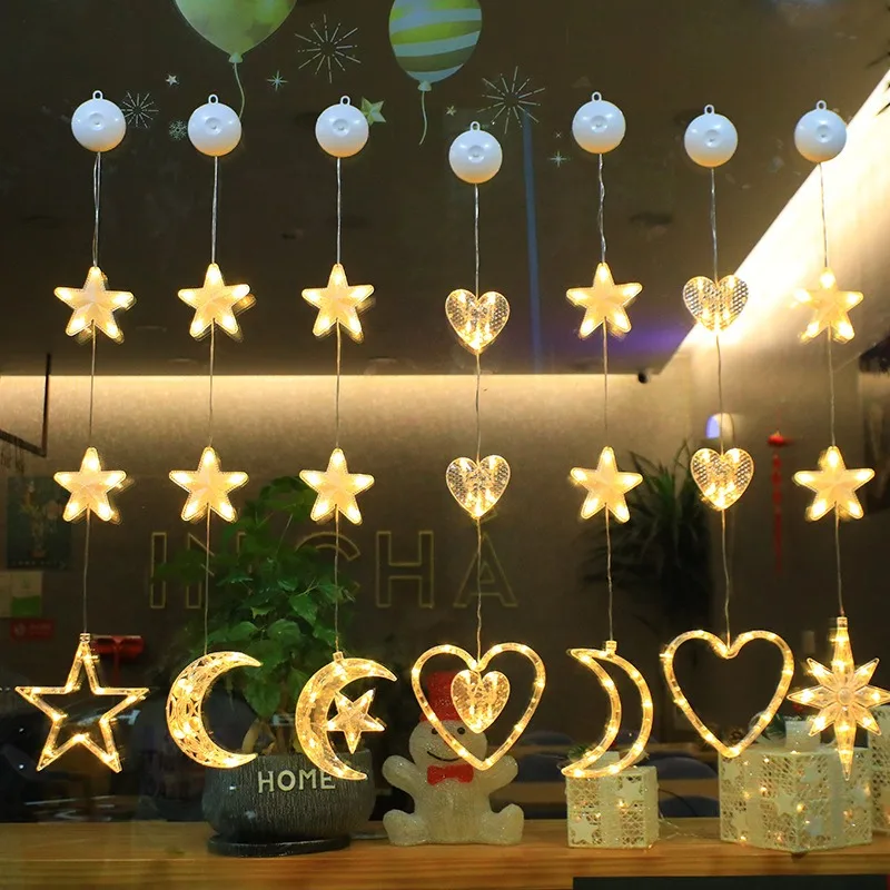 

Christmas Decoration Suction Cup Lamp Window Backdrop Decor Fairy Garland for Indoor Home Bedroom Wedding Party New Year Gift