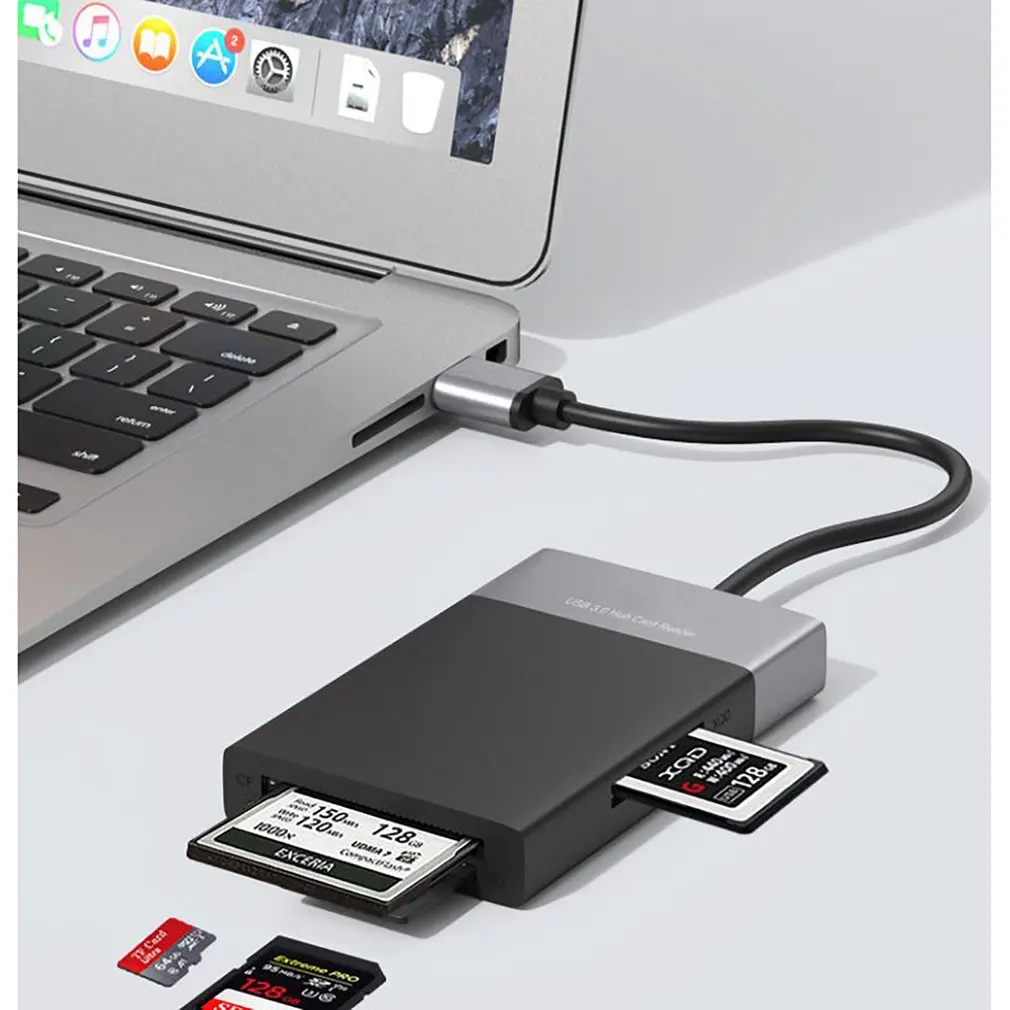 

USB 3,0 кардридер 6 в 1, устройство для чтения карт памяти SD TF CF, компактное записывающее устройство OTG U, адаптер для флеш-накопителя для ноутбука, кабель 8 см