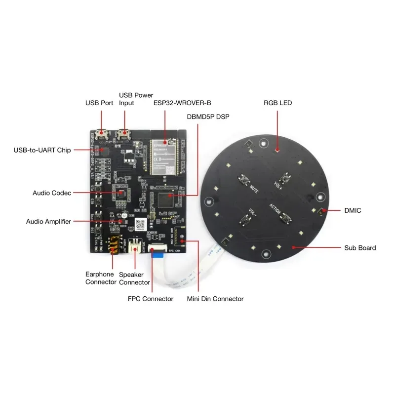 Фото Плата разработки ESP32-LyraTD-DSPG, встроенный модуль ESP32-WROVER-B с Wi-Fi и Bluetooth, функция DSP AEC, оценка аудиопроизводительности ESP32 №3