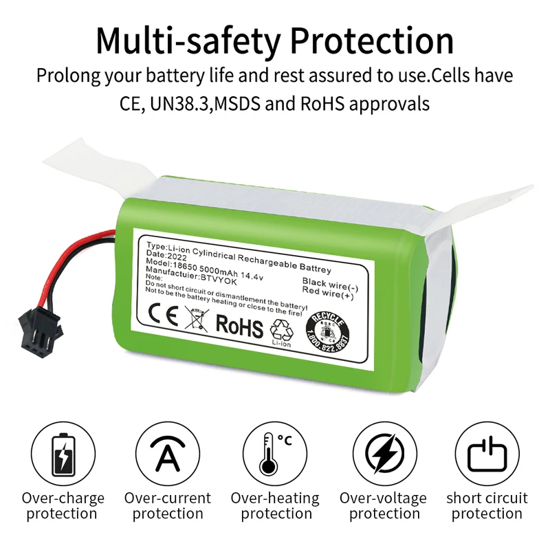 14.4V 5000mAh Li-ion battery for Conga Excellence 990 1090 Ecovacs Deebot N79 N79S DN622 Eufy RoboVac 11 11S RoboVac 30