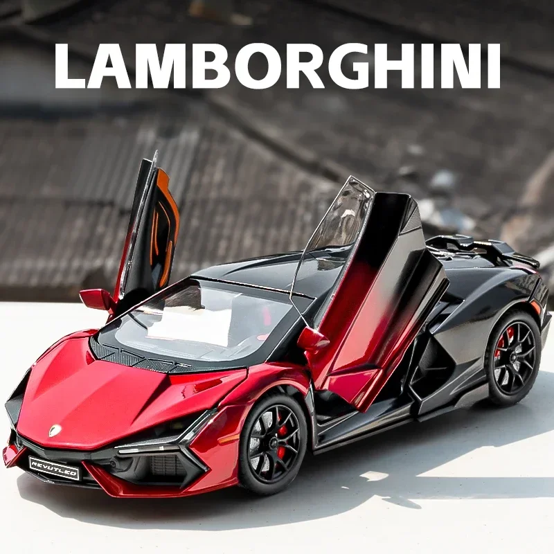 Симуляция 1:24 Lamborghini Revuelto супер модель автомобиля со звуком и светом для детей