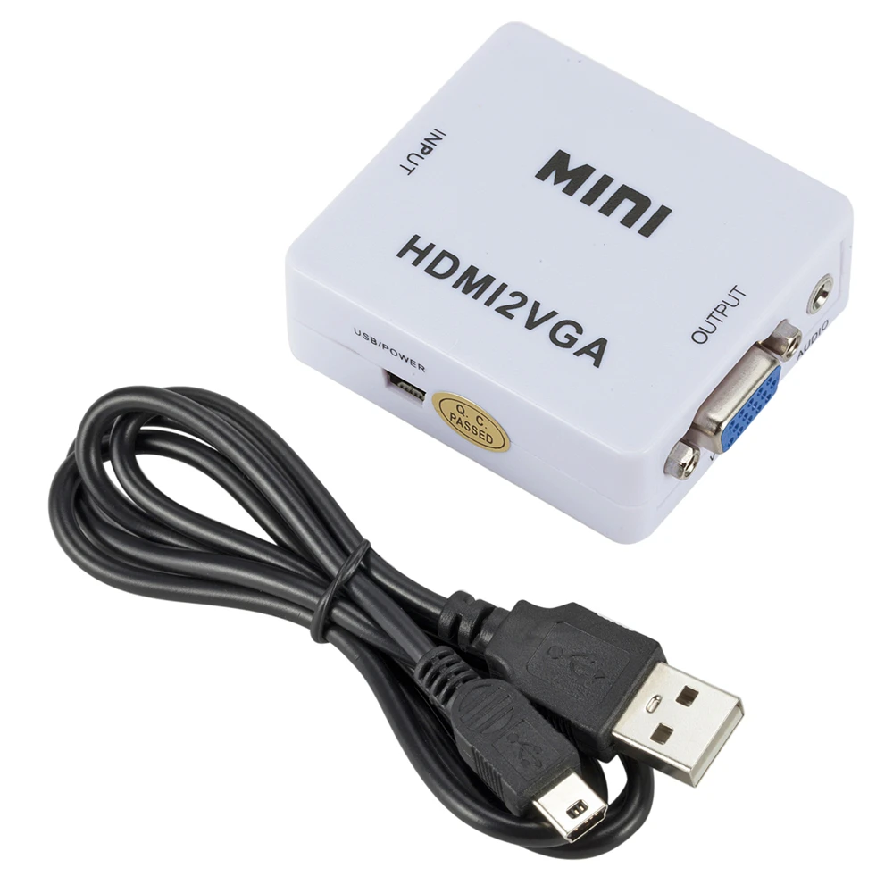 Мини-конвертер HDMI-VGA Com адаптер аудио HDMI2VGA 1080P к ПК ноутбук для проектора HDTV с разрешением HDMI2VGA
