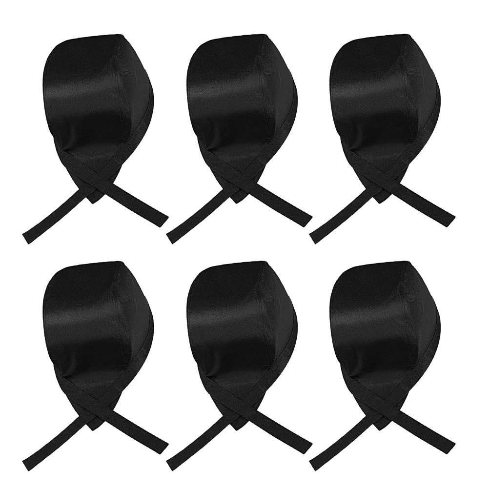 

6Pcs Chef Hat with Ties Unisex Chef Caps Restaurant Cooking Hats Cotton Cloth Chef Caps