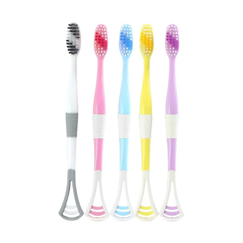

8Sticks Toothbrush Tongue Scraper To Remove Bad Breath Dual-purpose Bamboo Charcoal Soft Bristle Toothbrush Silicone Toothbrush