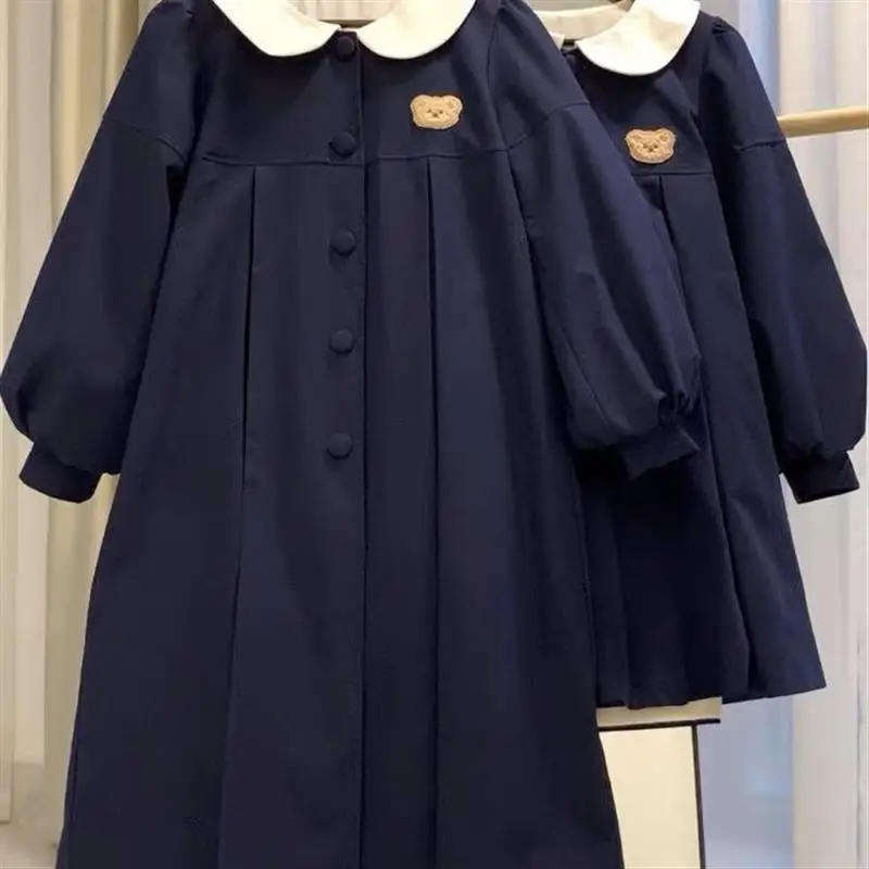 Spring Cute Daily Loose Doll Collar Japan fashion Puff sleeve Kindergarten Mid-Length Outerwear