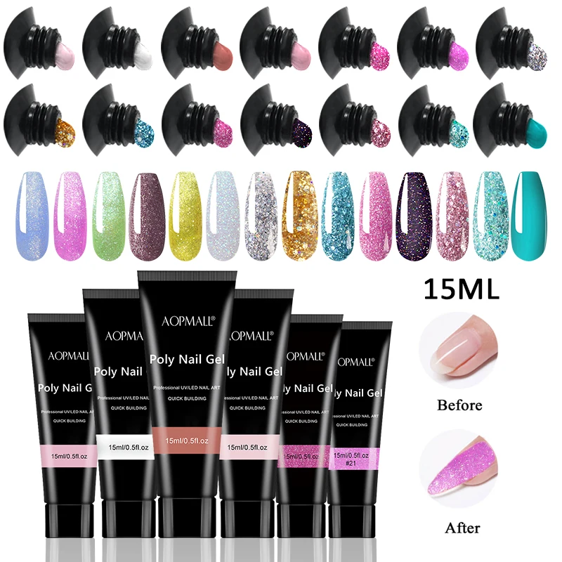 AOPMALL®Juego de manicura de Gel para uñas, Set de 6 o 9 colores, serie clásica de purpurina, 15ml
