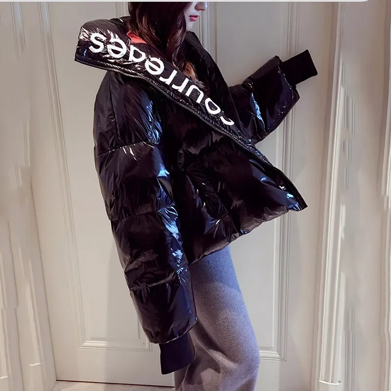 2022New Winter Glossy Down Parka women's Waterproof Coat Embroidery jacket large size Loose Winter Warm Thick Parka Women Ja