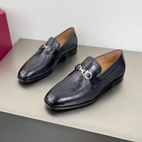 mens eee black alligator pattern calf leather loafers luxury high quality business social wedding dress shoes