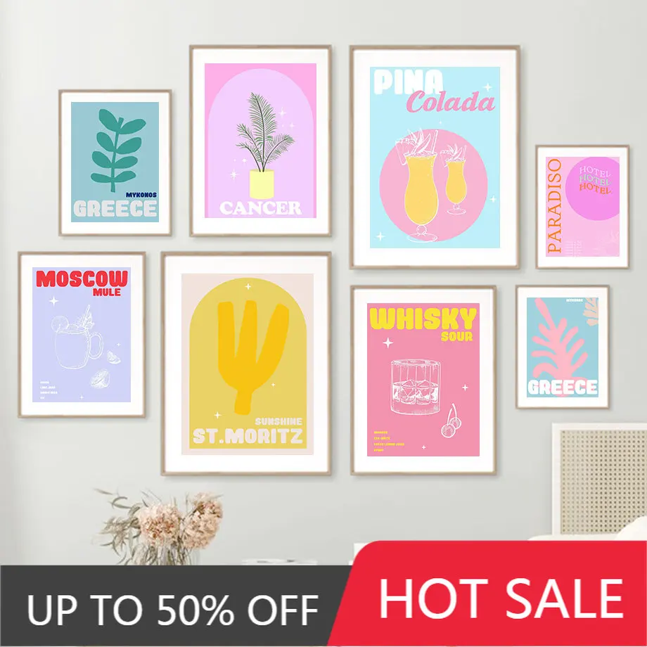 Настенная картина Sunshine Moritz с Грецией, Mykonos Negroni, постеры и принты на холсте в скандинавском стиле, настенные картины для декора гостиной