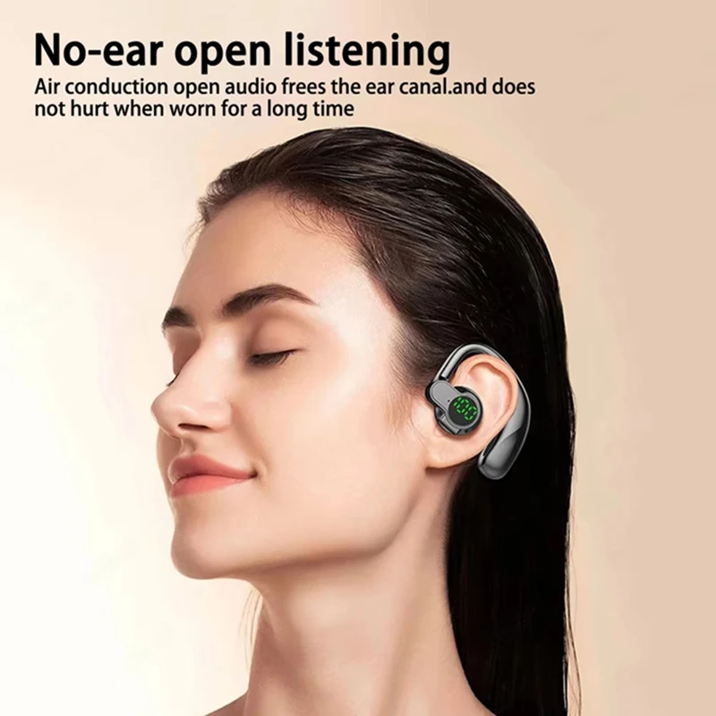 Фото Беспроводные наушники Bluetooth 5.4, длительный срок службы батареи, цифровой дисплей с одним ухом, спортивные наушники для сна и музыки, длительный срок службы №5