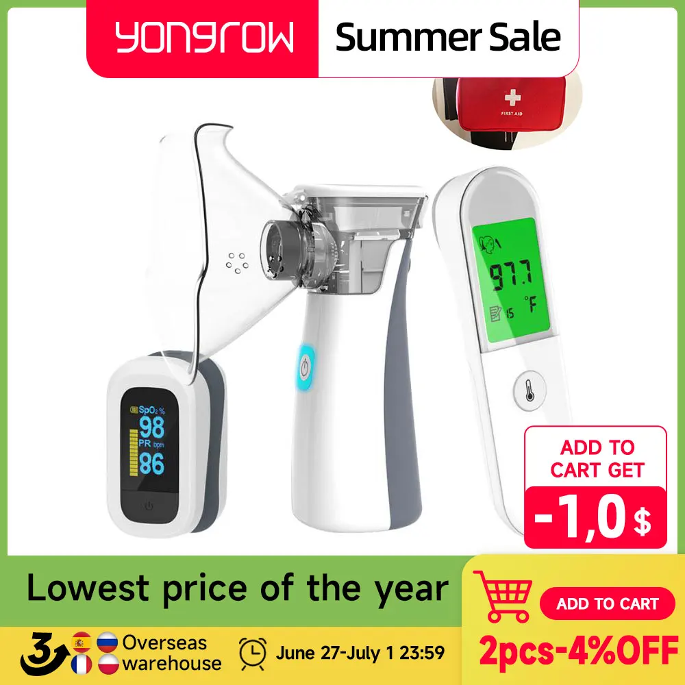 

Yongrow OLED Пальчиковый Пульсоксиметр и ручной ингалятор астмы ингалятор и Детский термометр семейный медицинский подарок