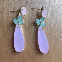 bilincolor fashion pink cubic zirconia earring for women wedding jewelry