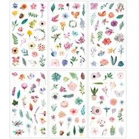vintage nature floral stickers flower watercolor stickers 6 sheets cute retro floral sticker set hand account stickers for