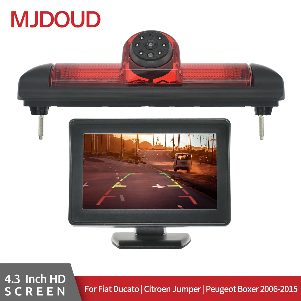 

MJDOUD 170 degree Rear View Camera Brake Light & 4.3Inch Monitor for FIAT Ducato CITROEN Jumper PEUGEOT Boxer 2006-2015