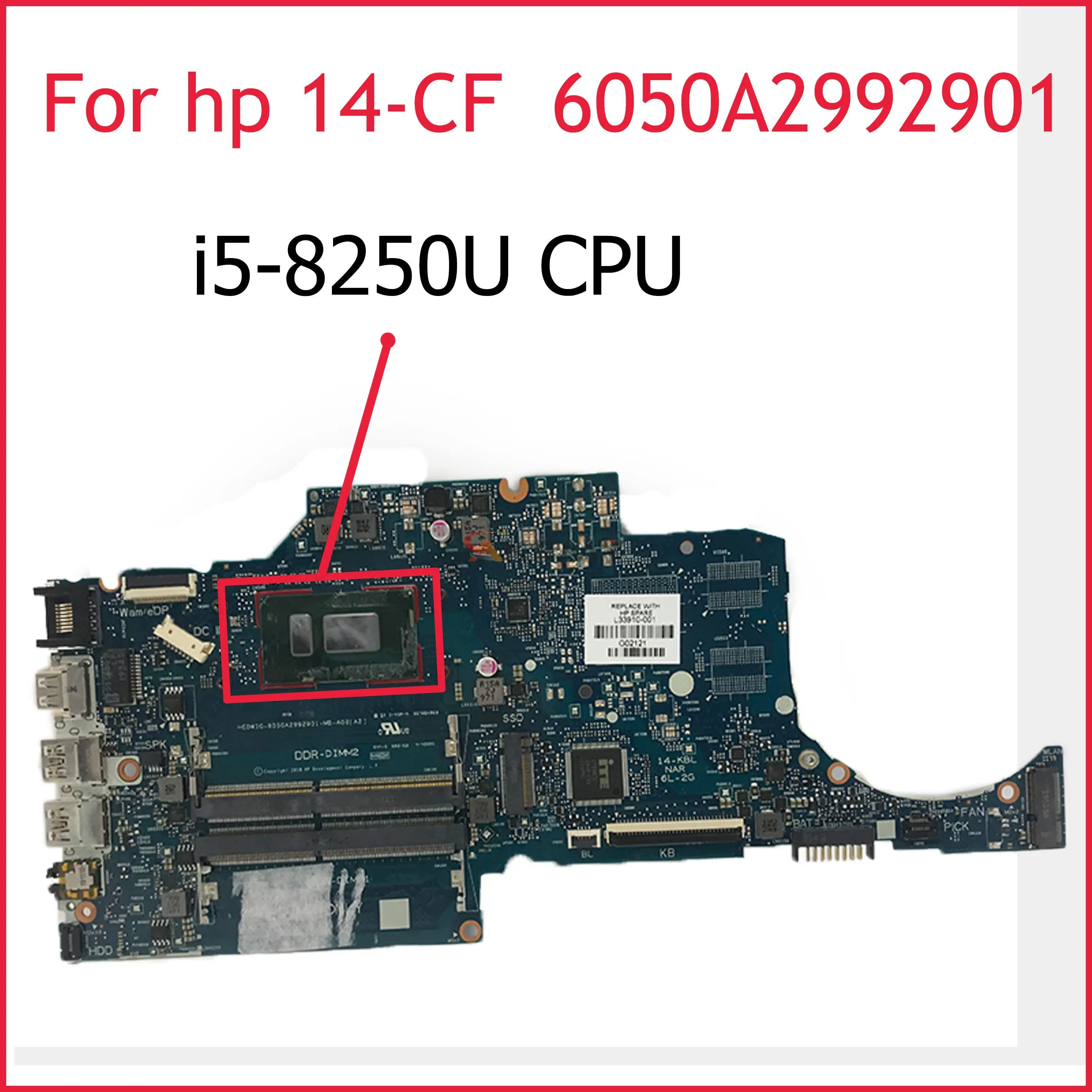 

For HP Laptop 14-CF 14-CR 14S-CR 14S-CF Mainboard L24460-601 L24460-001 TPN-I130 6050A2992901 With CPU:i5-8250U Fully Tested OK