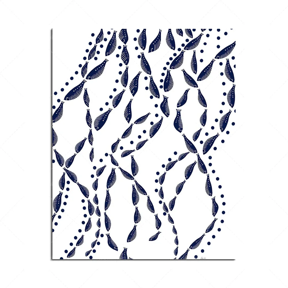 Рыбный принт Голубая рыба Морская Рыба джентльмена Риба Принт с хвостом русалки