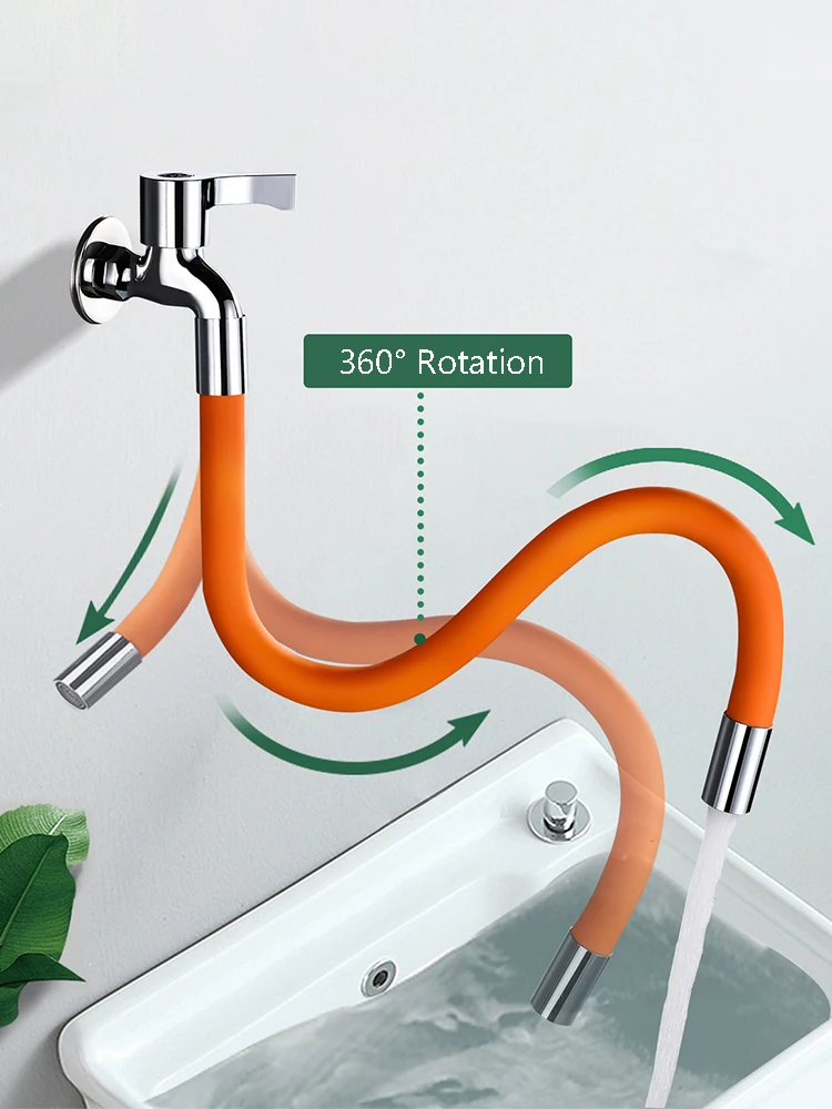 

360° Rotation Faucet Extenders Adjust Free Bending Pipe Faucet Splash-proof Extension Tube for Wash Basin Bathroom Accessories