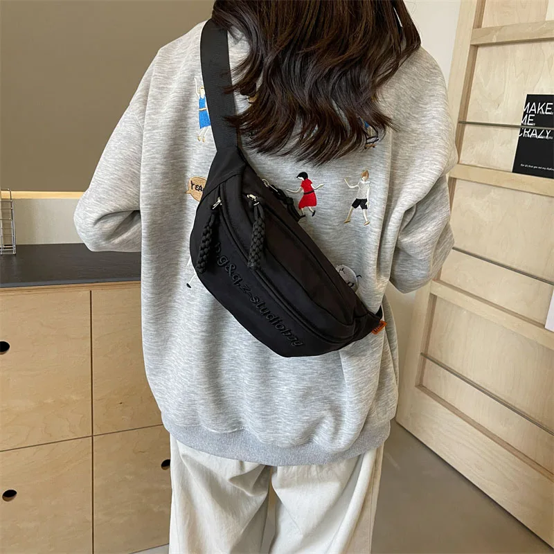 Повседневные трендовые поясные сумки уличные женские холщовые сумочки на ремне