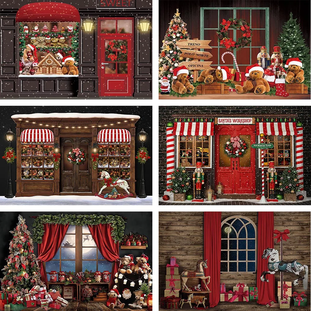 

Avezano Christmas Backdrops for Photography Fireplace Shop Toy Snowflake Child Holiday Portrait Decor Photoshoot Background Prop