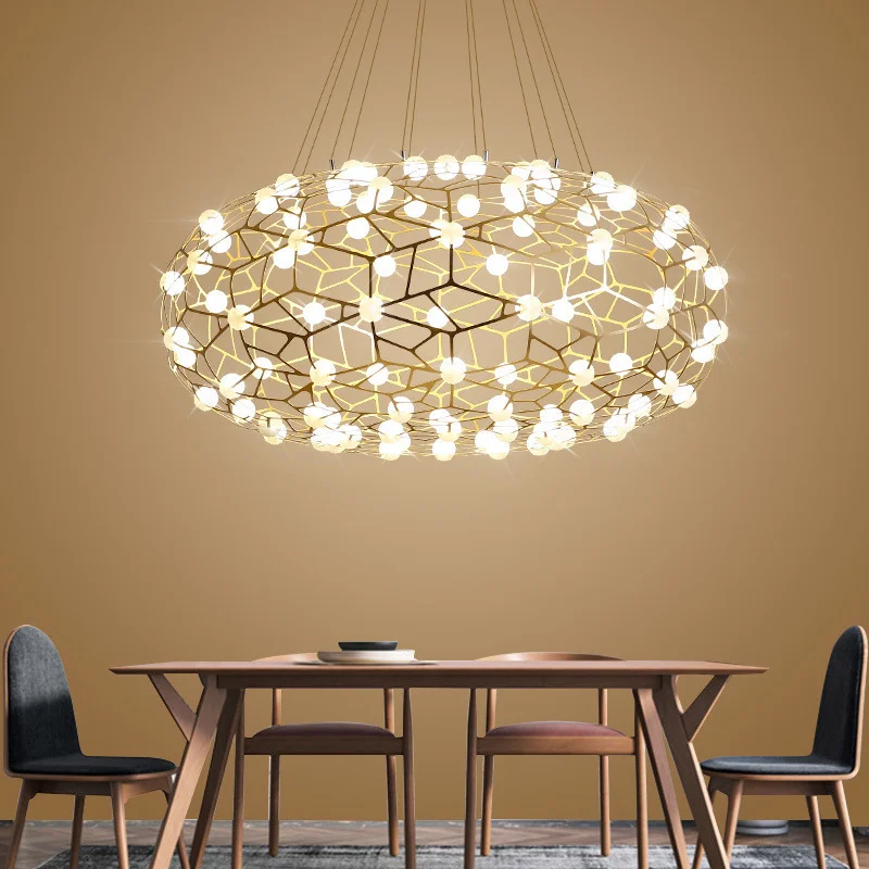 

Chandeliers Lights Post Modern Lustre Plate Copper Gold Steel Led Pendant Lamp Oval Shape Luxury Luminaria Pendant Suspendaras