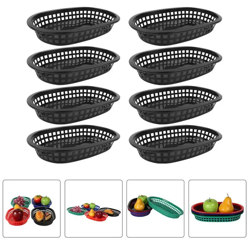 

12Pcs Plastic Fries Burger Baskets Fast Food Baskets Boat Shaped Trays Fried Chicken Basket Fruit Plate Living Room Snack Plate