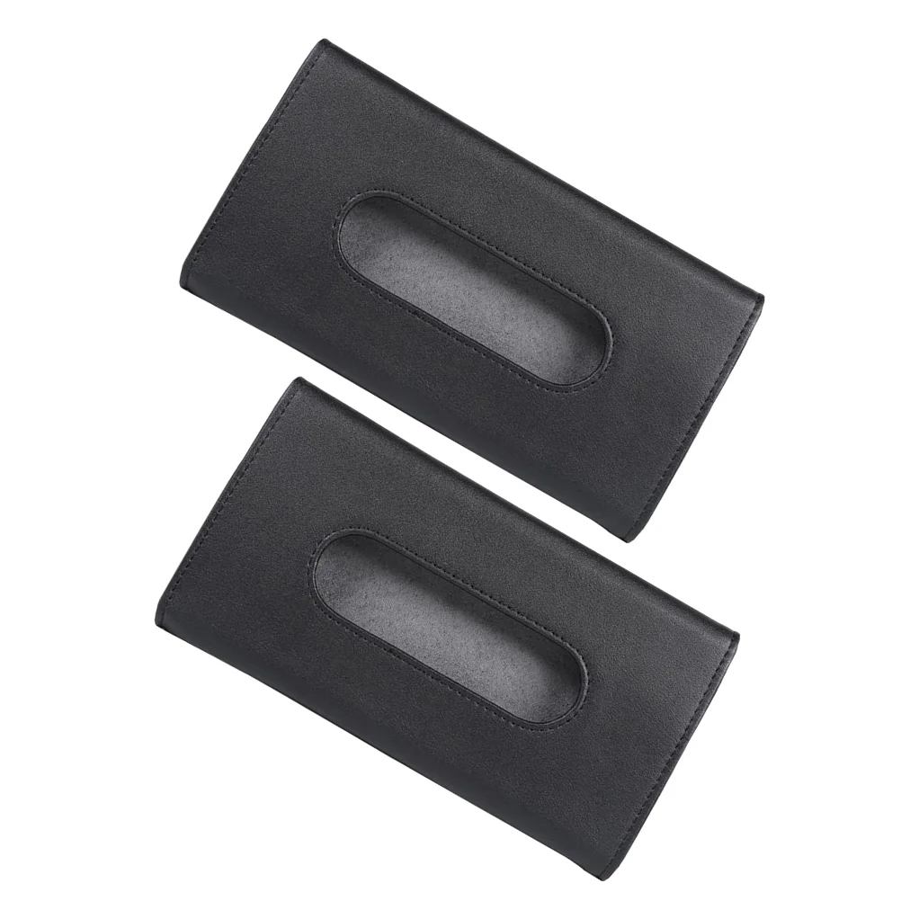 

2 Pcs Sun Visor Tissue Box PU Case Holder Car Auto Paper Towel Dispenser
