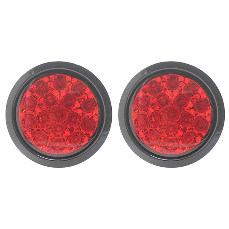 

2Pcs 12V-24V 16LED Car Round Red Taillights Rear Fog Light Stop Brake Running Reverse Lamp For Truck Trailer Lorry