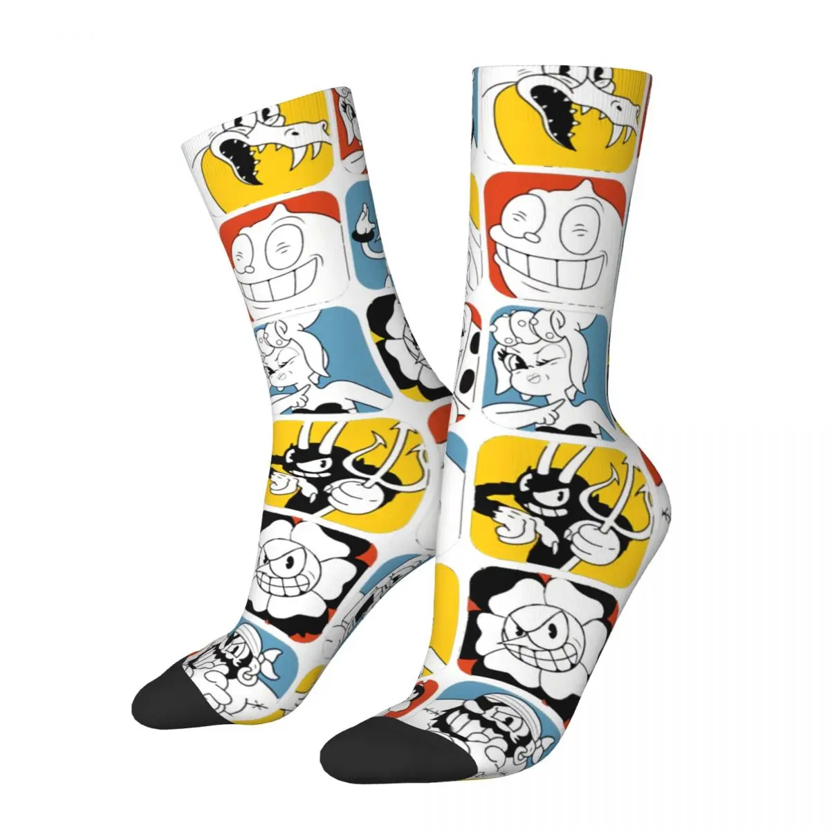 

Hip Hop Retro All Bosses Crazy Men's Socks Unisex Cuphead Mugman Game Harajuku Pattern Printed Funny Novelty Crew Sock Boys Gift