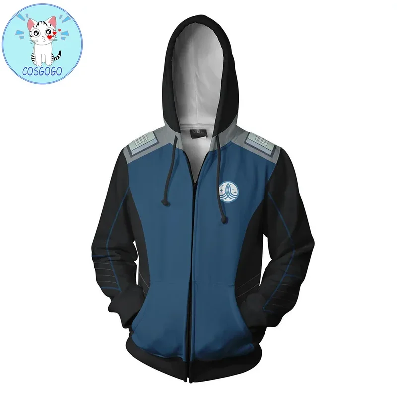 Star Voyager Command Cosplay Costume Hoodie Trek Sweatshirt 3D Print Zipper Jacket Sweatshirts Coat Tracksuit 5XL