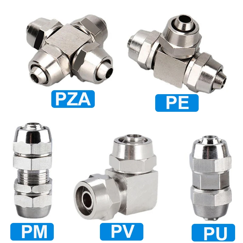 

Copper Plated Nickel Pneumatic Air Quick Connector for Hose Tube OD 4MM 6 8 10 12 14 16MM Fast Joint Connection KPV KPE PM PZA