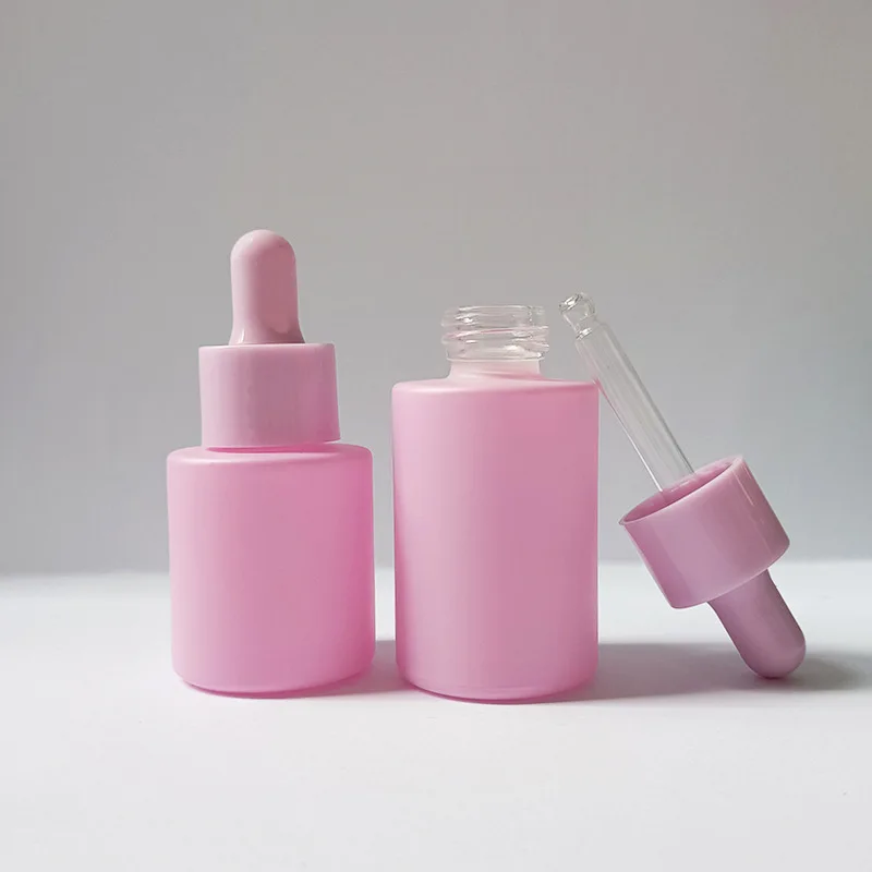

Face Oil Cometic 1 oz Pink Purple White Black Apricot Frosted Glass Dropper Bottle with Colored Dropper Lids 20ml 30ml 40ml