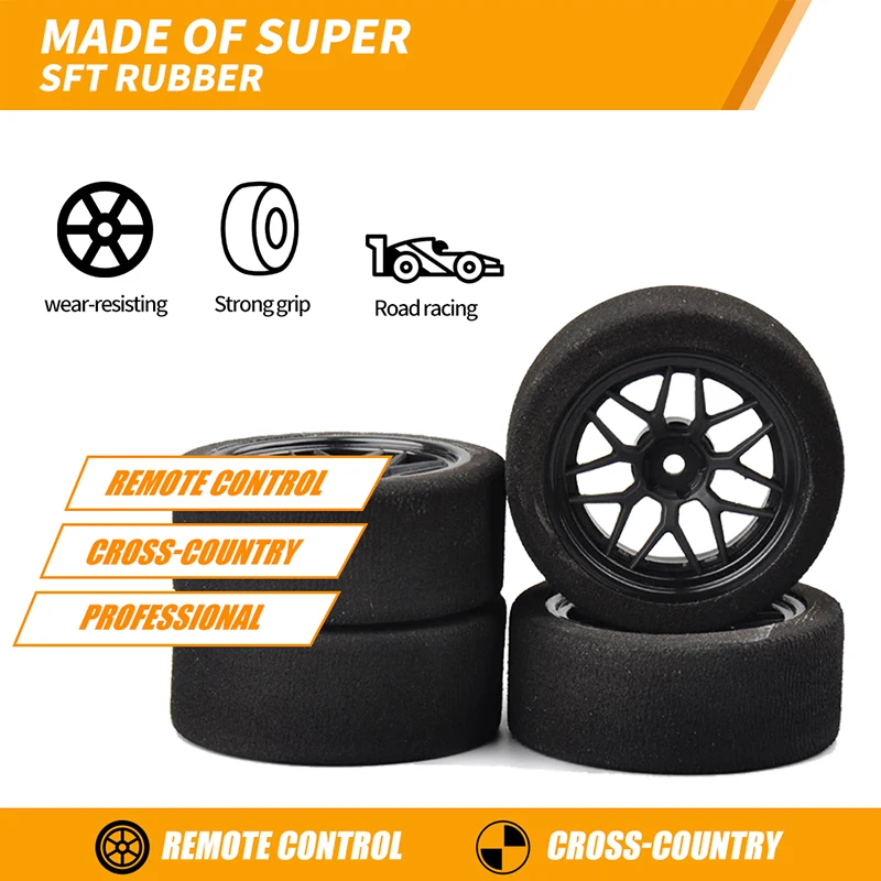 

4 шт. радиоуправляемые поролоновые покрышки, колесные диски для HSP HPI 1:10, для гоночного автомобиля, 12 мм, шестигранный