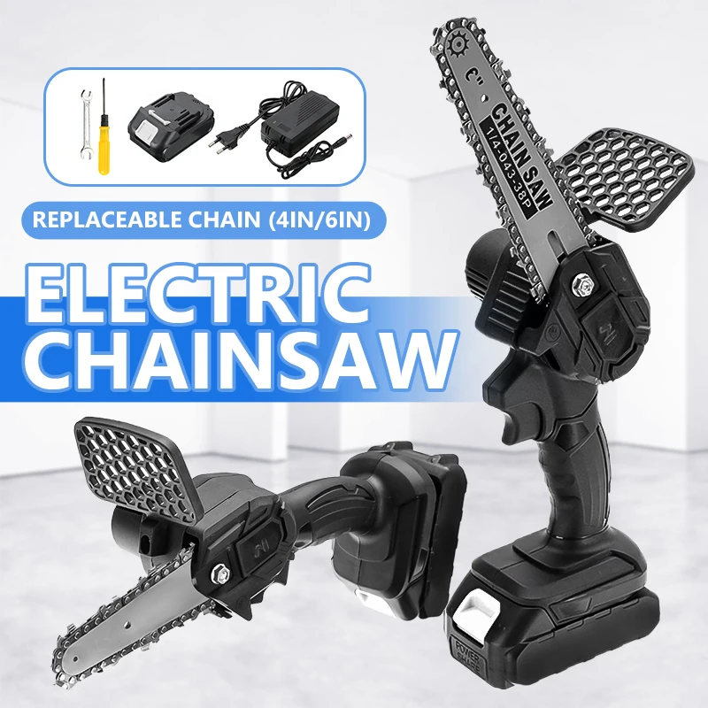 

Беспроводная мини-бензопила, 18 в, 6 дюймов, портативная электрическая пила, обрезка деревообработки, лесорезы для сада, электроинструмент дл...