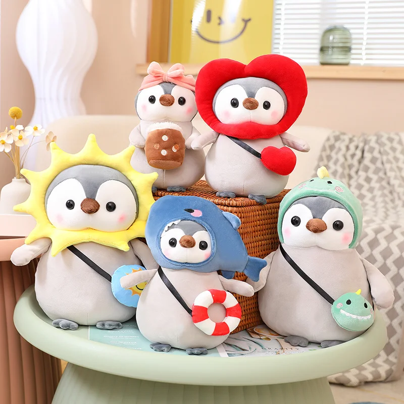 

Kawaii Penguin Cosplay Sun Flower Dinosaur Whale Doll Plush Toy Stuffed Soft Creative Animal Bread Penguin Pillow Toys for Kids