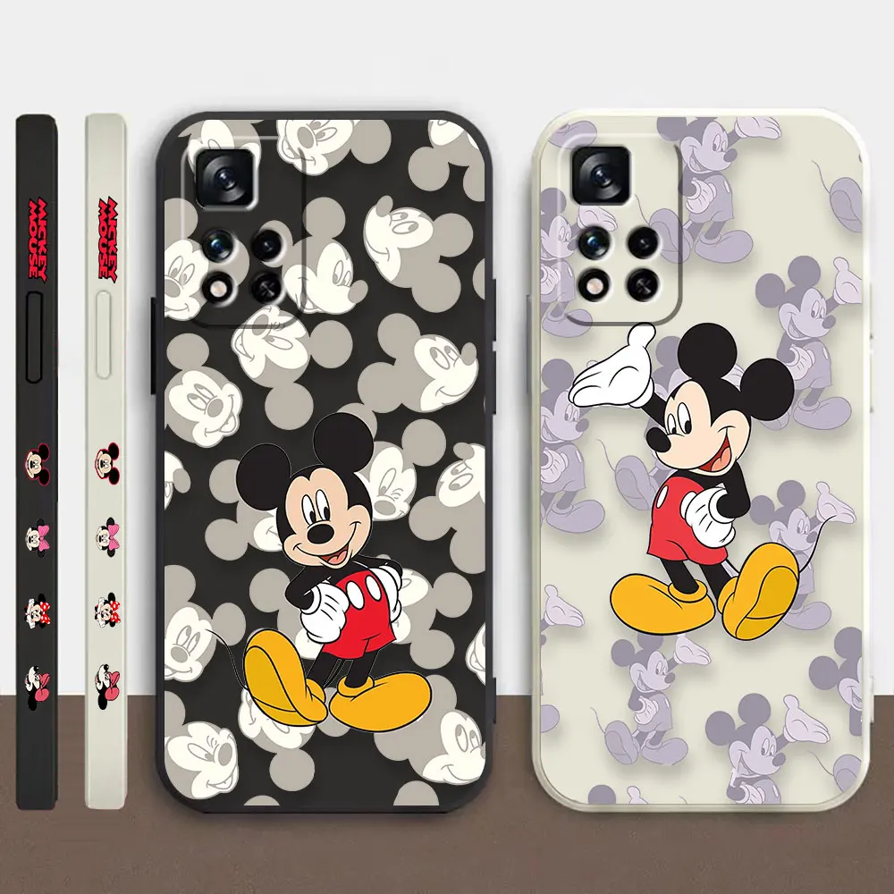 

Case For Redmi Note 12 11T 11R 11E 10 9 9S 8 7S PRO PLUS 4G 5G Colour Simple Shockproof Liquid Case Funny Mickey Mouse