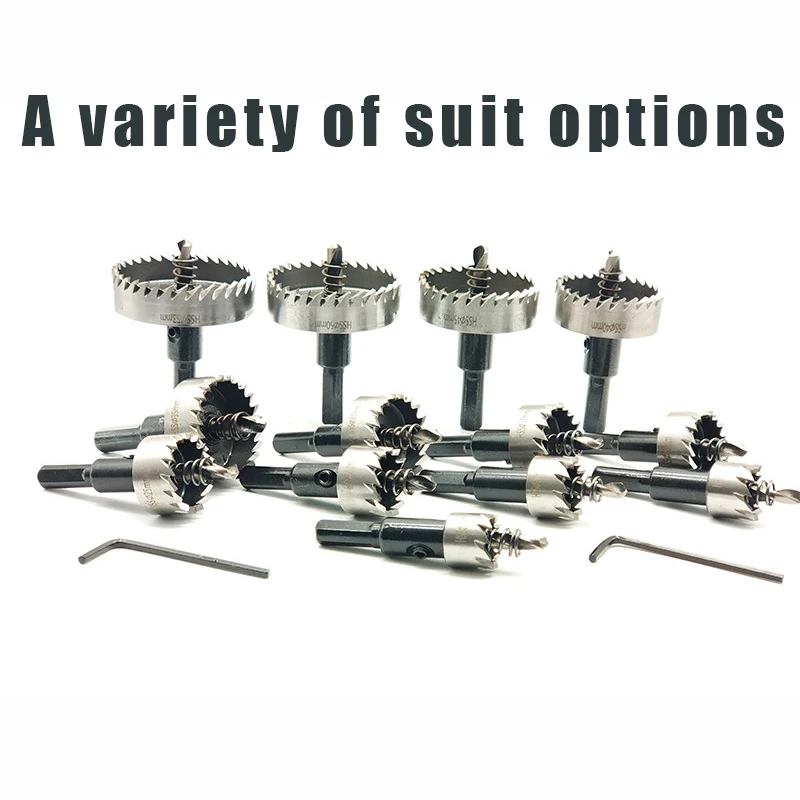 

16-53mm 5-15pcs Carbide Tip HSS Drill Bit Hole Saw Set Stainless Steel Metal Iron Plastic Sheet Alloy Punch Woodworking Tools