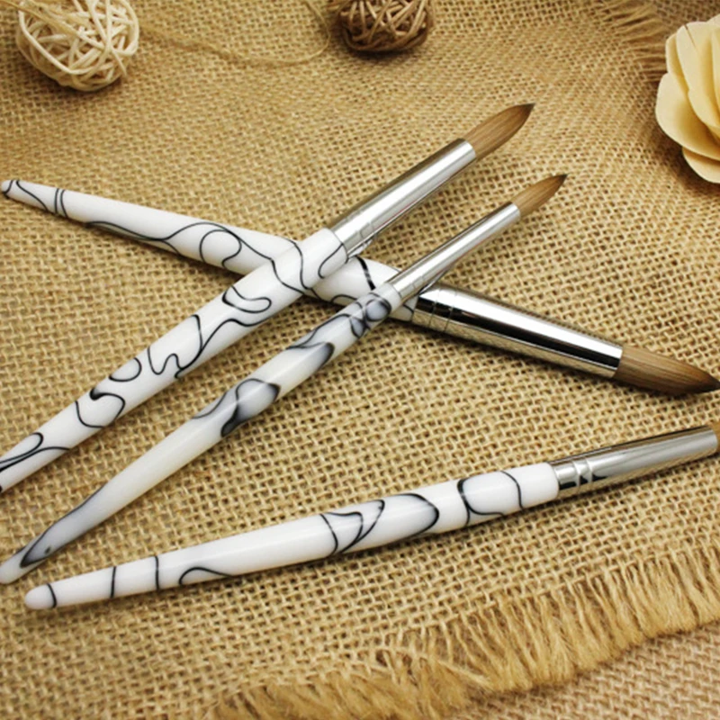 Handle Nail Brushes Kolinsky Hair Nail Art Brush Manicure Tools Set Salon Carving Painting Pens