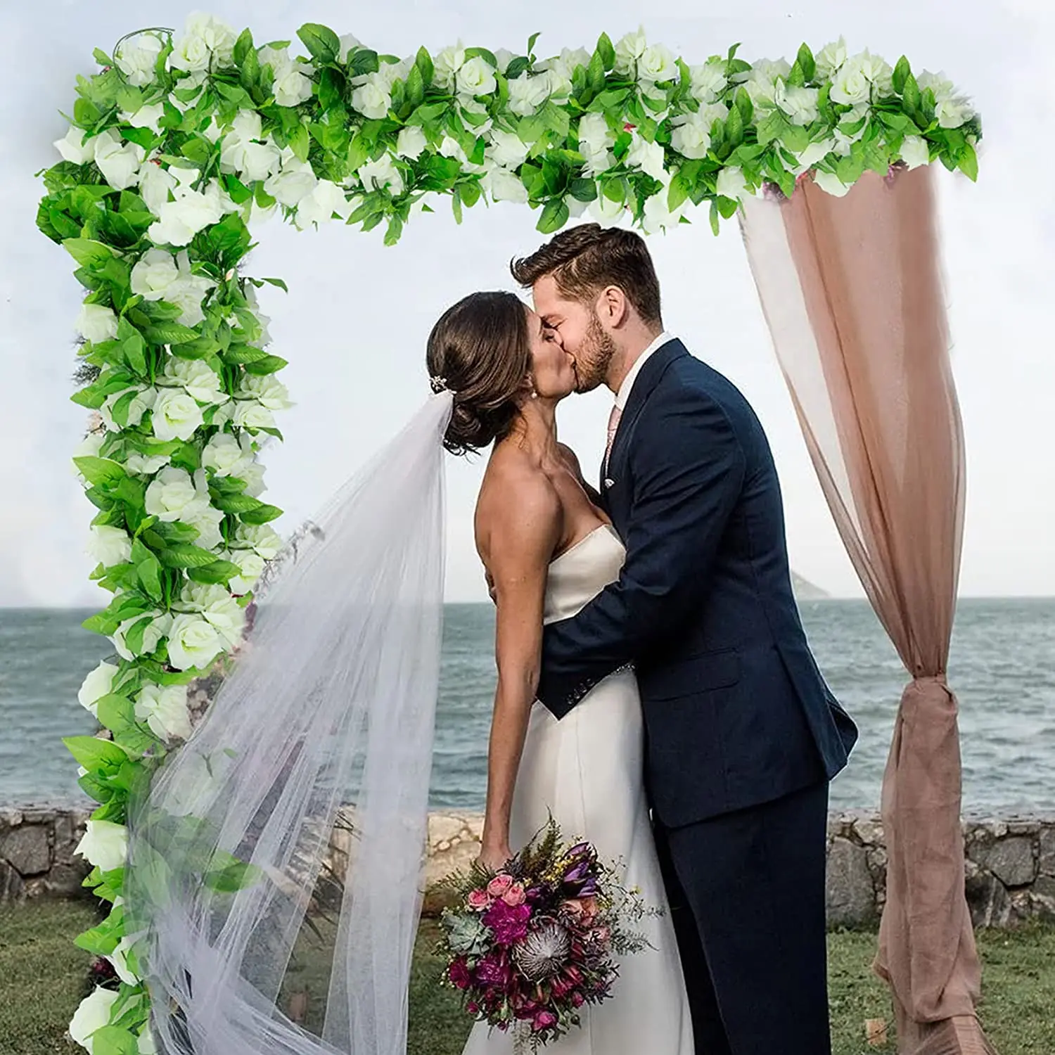 

5-Packs Artificial Flower Garland Aesthetic Room Decoration Fake Roses Faux Hanging Floral Vines Decor for Indoor and Outdoor