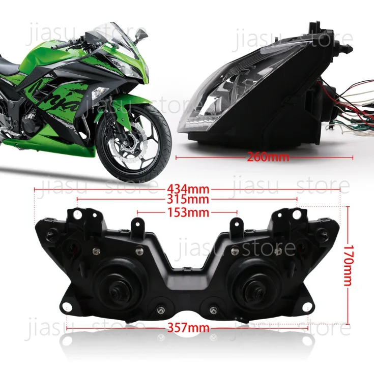 Фото Комплект обтекателей фар для мотоциклов Kawasaki NINJA 250 300 ZX6R ZX 6R 13-16 №4