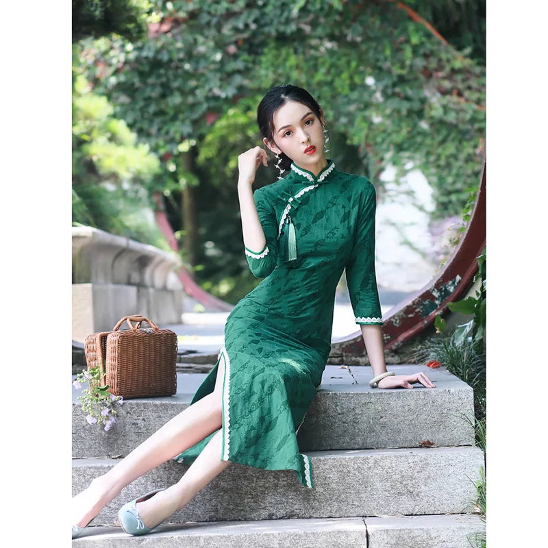 

Mandarin Collar Slim Qipao Dress Women Traditional Chinese Clothing Orienta lSexy Dress Wedding Gown Modern Cheongsam Dresses