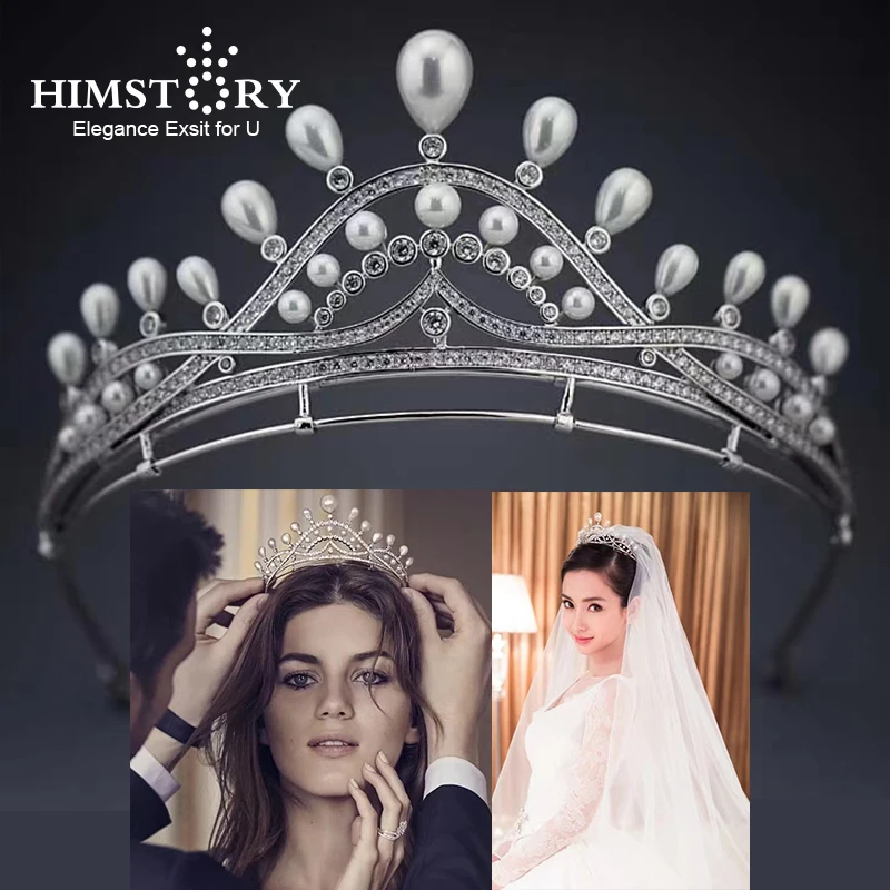 Bavoen высококачественный жемчуг для волос в виде короны с Цирконом Свадебные