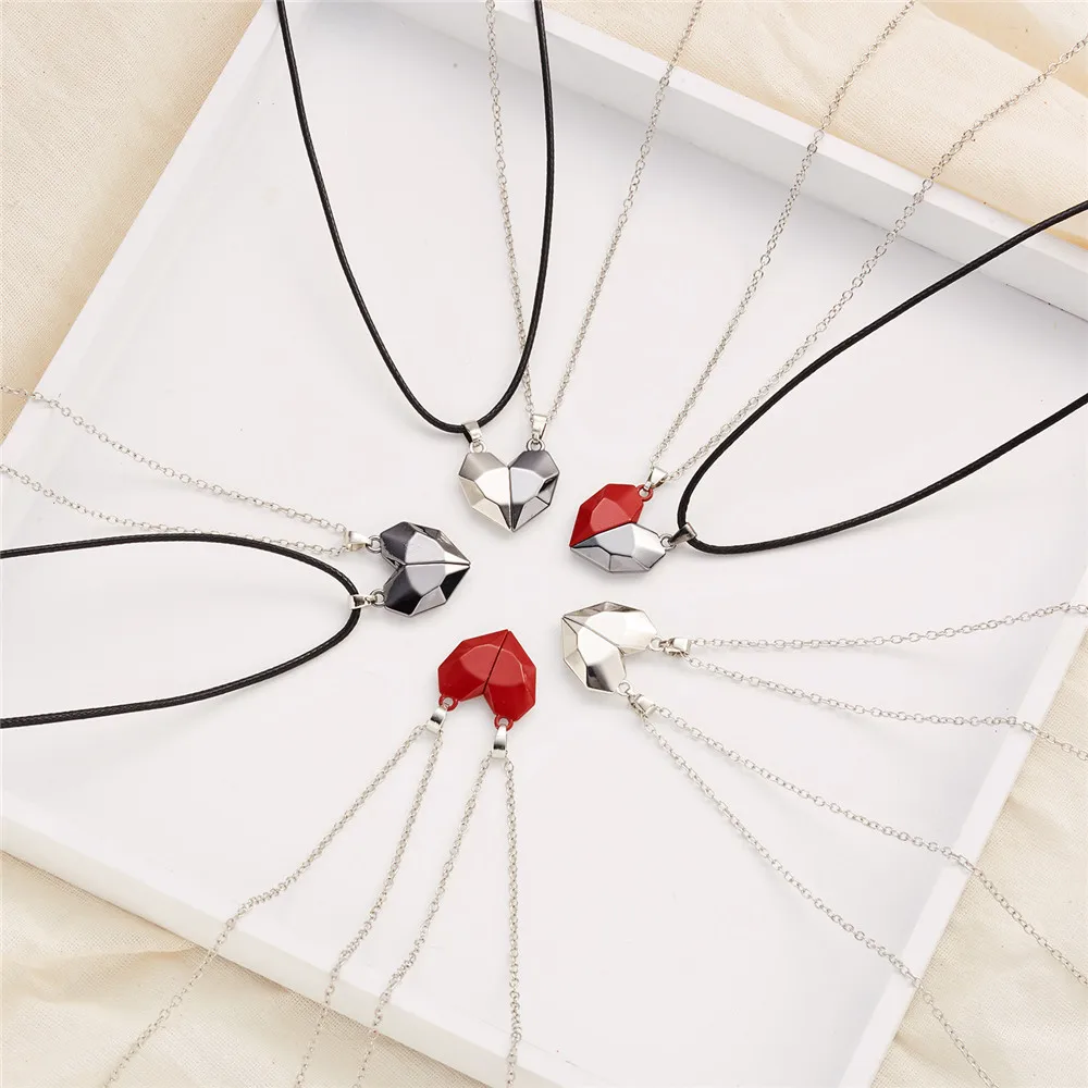 

1Pair Magnetic Couple Heart Shape Pendant Necklace Women Punk Style For Men Jewelry Wedding Lovers Couples Valentine's Day Gifts