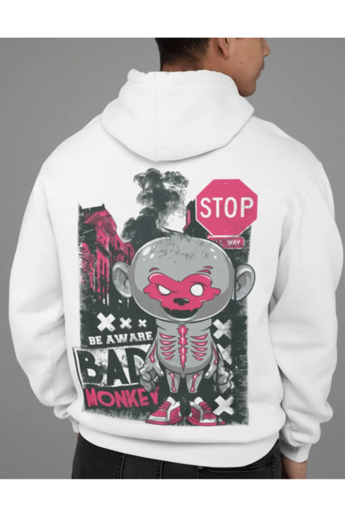 

Женская толстовка Butique унисекс толстовка с принтом плохой обезьяны модные всесезонные Новые пуловеры флисовые