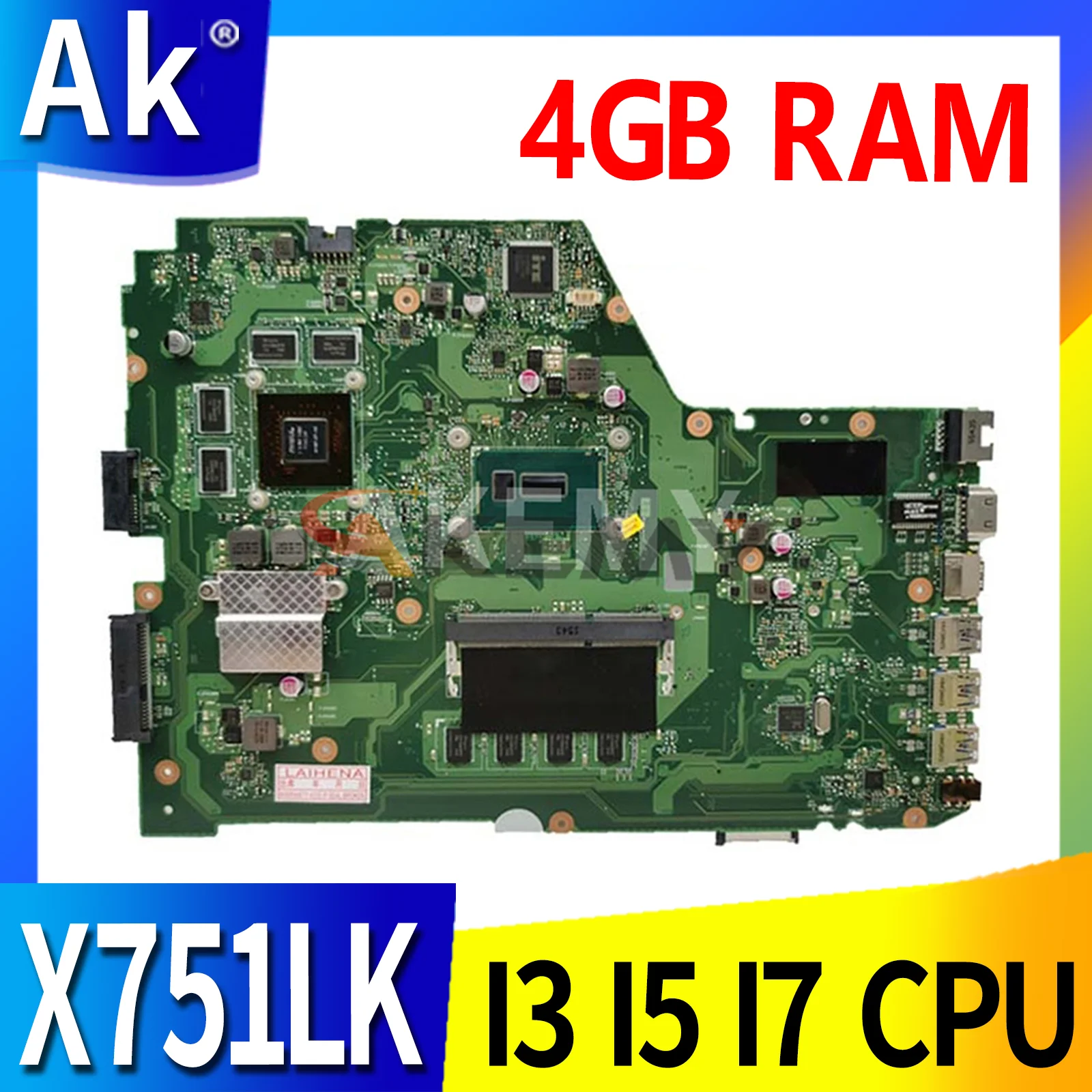 

Материнская плата X751LK GTX850M GTX950M I3 I5 I7 CPU 4 Гб RAM для ASUS X751LK X751LKX X751LX Материнская плата ноутбука