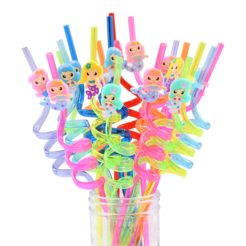 

8pcs Reusable Mermaid Unicorn Dinosaur Straw Plastic Drinking Straws for Kids Birthday Party Decoration Baby Shower Supplies