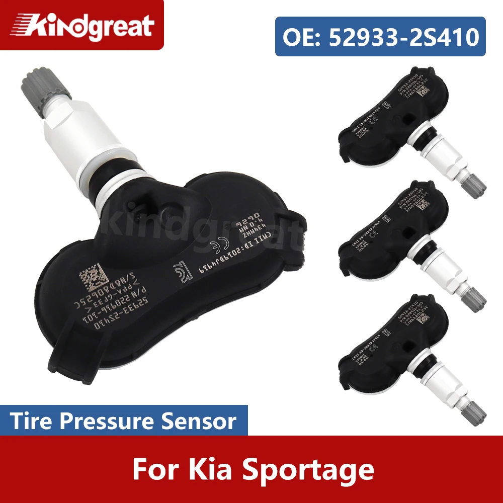 Фото Комплект из 4 датчиков давления в шинах TPMS 434 МГц 52933-2S410 529332S410 для Kia Sportage, датчик системы контроля давления в шинах №1