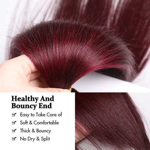 Прямые пучки Maxine 99J бордового цвета